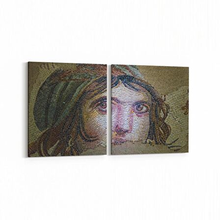 Olla 16288K2Y Heykel / Sanat Görseli Kare 2'li Yatay Kanvas Tablo (Ölçü: 125X60)