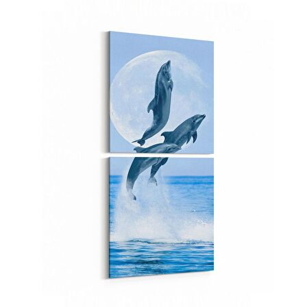 Olla 13017K2D Deniz / Okyanus Görseli Kare 2'li Dikey Kanvas Tablo (Ölçü: 30X65)