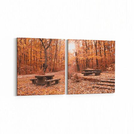 Olla 14308K2Y Doğa / Manzara Görseli Kare 2'li Yatay Kanvas Tablo (Ölçü: 85X40)