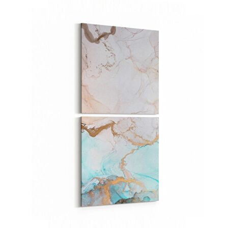 Olla 16680K2D Mermer Desen Görsel Kare 2'li Dikey Kanvas Tablo (Ölçü: 30X65)