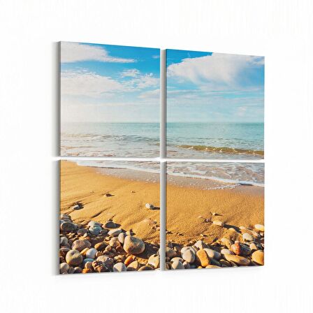 Olla 16491K4 Kumsal / Sahil Görseli Kare 4'lü Kanvas Tablo (Ölçü: 125X125)
