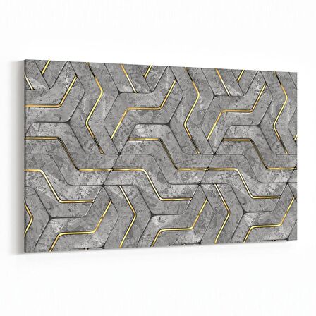 Olla 14954Y Geometrik Desen Görseli Yatay Kanvas Tablo (Ölçü: 90X60)