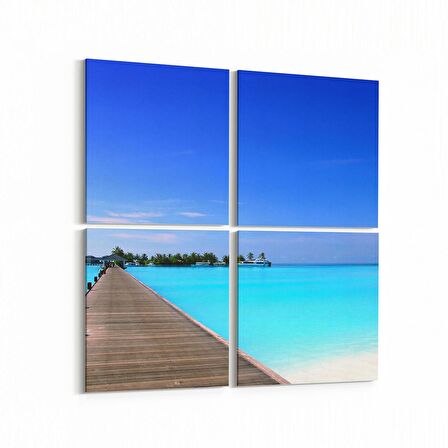 Olla 16521K4 Kumsal / Sahil Görseli Kare 4'lü Kanvas Tablo (Ölçü: 65X65)