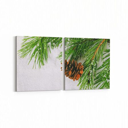 Olla 11508K2Y Palmiye Ağacı Görseli Kare 2'li Yatay Kanvas Tablo (Ölçü: 125X60)