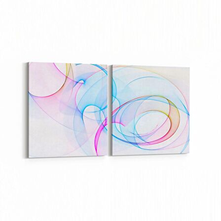 Olla 10131K2Y Abstract Görsel Kare 2'li Yatay Kanvas Tablo (Ölçü: 65X30)