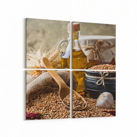 Olla 15119K4 Gıda Görseli Kare 4'lü Kanvas Tablo (Ölçü: 65X65)