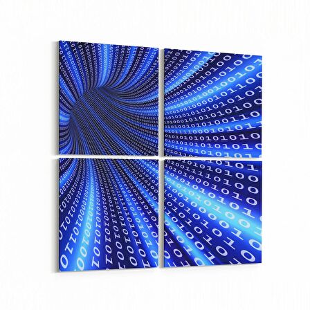 Olla 10277K4 Abstract Girdap Görsel Kare 4'lü Kanvas Tablo (Ölçü: 145X145)