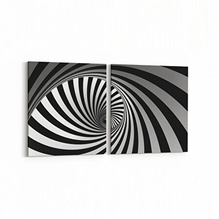 Olla 10266K2Y Abstract Girdap Görsel Kare 2'li Yatay Kanvas Tablo (Ölçü: 125X60)