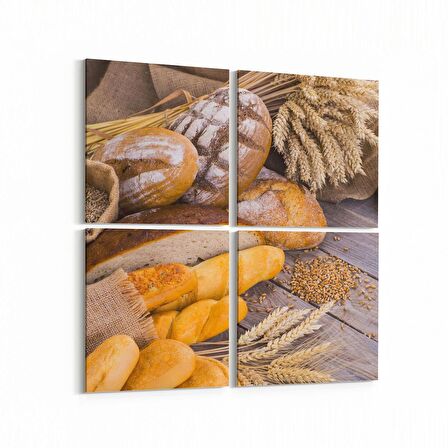 Olla 15152K4 Gıda Görseli Kare 4'lü Kanvas Tablo (Ölçü: 65X65)
