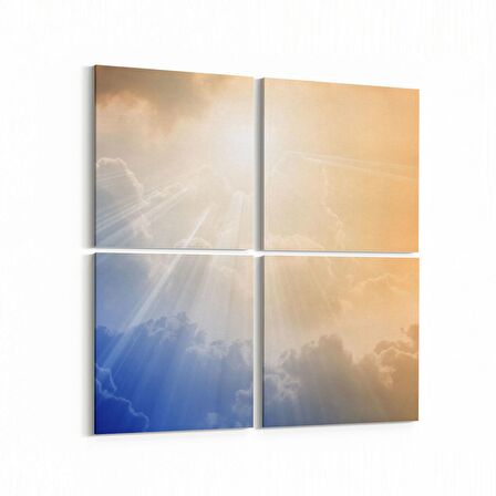 Olla 16099K4 Günbatımı Görseli Kare 4'lü Kanvas Tablo (Ölçü: 125X125)