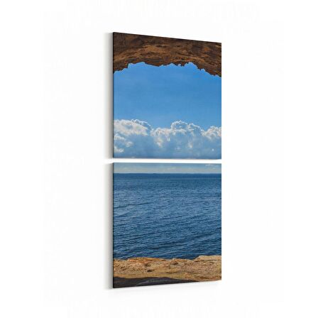 Olla 16438K2D Kumsal / Sahil Görseli Kare 2'li Dikey Kanvas Tablo (Ölçü: 30X65)
