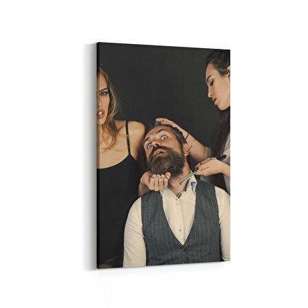 Olla 16303D Kuaför / Berber Görseli Dikey Kanvas Tablo (Ölçü: 60X90)