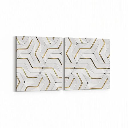 Olla 14952K2Y Geometrik Desen Görseli Kare 2'li Yatay Kanvas Tablo (Ölçü: 85X40)