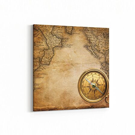 Olla 16214K Harita Görseli Kare Kanvas Tablo (Ölçü: 25X25)