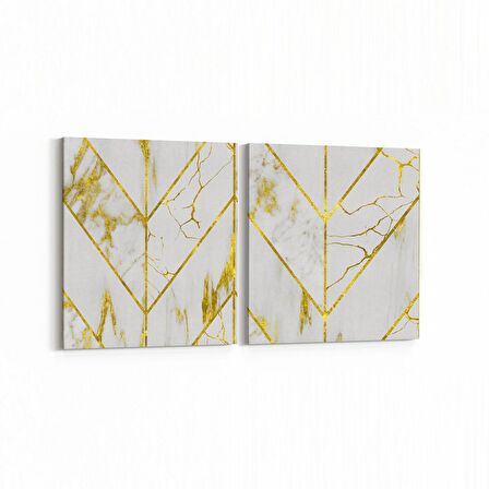 Olla 16671K2Y Mermer Desen Görsel Kare 2'li Yatay Kanvas Tablo (Ölçü: 85X40)