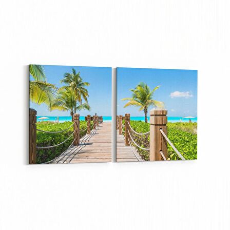 Olla 14214K2Y Doğa / Manzara Görseli Kare 2'li Yatay Kanvas Tablo (Ölçü: 85X40)