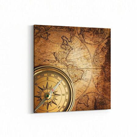 Olla 16239K Harita Görseli Kare Kanvas Tablo (Ölçü: 25X25)