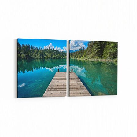 Olla 13386K2Y Doğa / Manzara Görseli Kare 2'li Yatay Kanvas Tablo (Ölçü: 85X40)