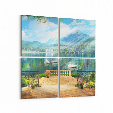 Olla 14505K4 Doğa / Manzara Görseli Kare 4'lü Kanvas Tablo (Ölçü: 105X105)