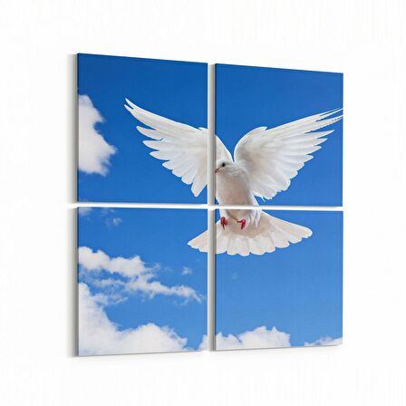 Olla 15879K4 Gökyüzü Kuşlar Görseli Kare 4'lü Kanvas Tablo (Ölçü: 145X145)