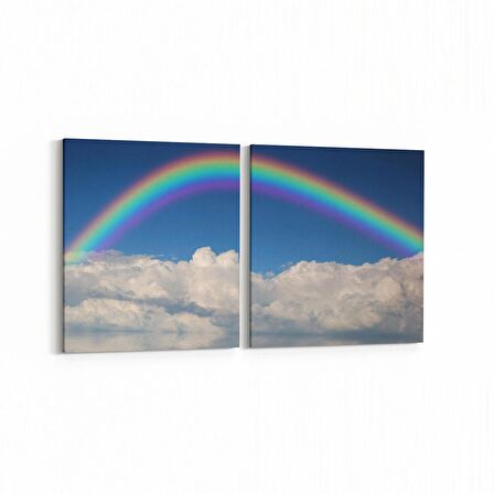 Olla 15409K2Y Gökyüzü Bulut Görseli Kare 2'li Yatay Kanvas Tablo (Ölçü: 105X50)