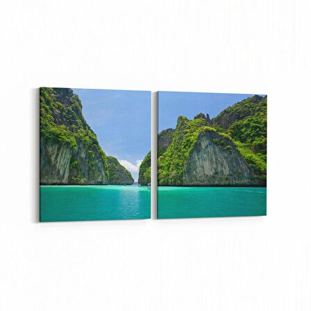 Olla 13221K2Y Doğa / Manzara Görseli Kare 2'li Yatay Kanvas Tablo (Ölçü: 65X30)