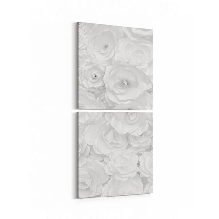 Olla 11618K2D Çiçek Görseli Kare 2'li Dikey Kanvas Tablo (Ölçü: 30X65)