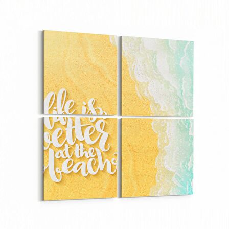 Olla 16568K4 Kumsal / Sahil Görseli Kare 4'lü Kanvas Tablo (Ölçü: 105X105)