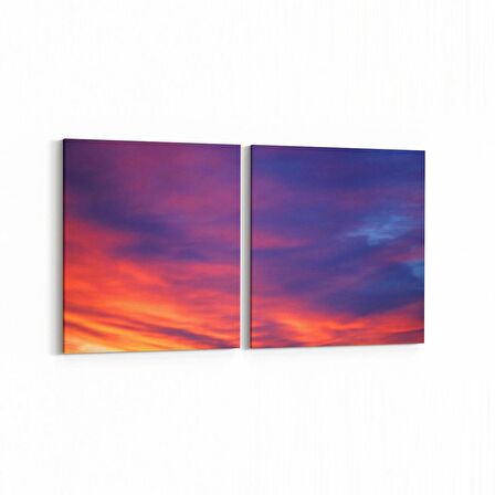 Olla 15900K2Y Günbatımı Görseli Kare 2'li Yatay Kanvas Tablo (Ölçü: 85X40)