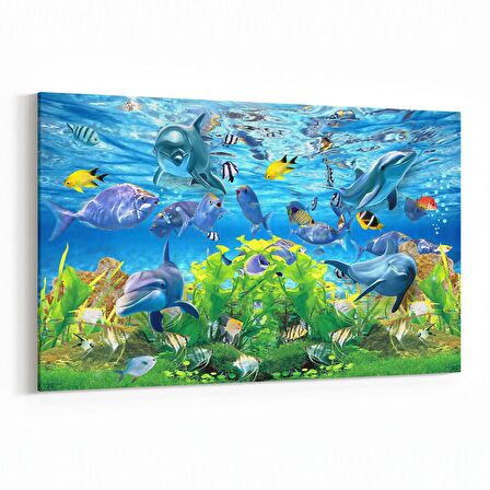Olla 12083Y Akvaryum / Balık Görseli Yatay Kanvas Tablo (Ölçü: 45X30)