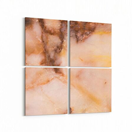 Olla 16717K4 Mermer Desen Görsel Kare 4'lü Kanvas Tablo (Ölçü: 65X65)