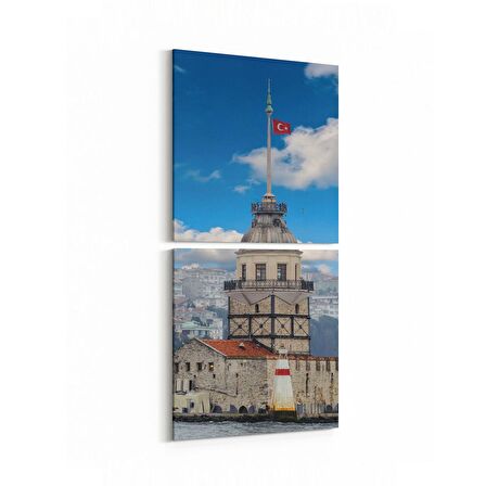 Olla 18285KD Yapı Görseli Kare 2'li Dikey Kanvas Tablo (Ölçü: 30X65)