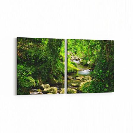 Olla 13236K2Y Doğa / Manzara Görseli Kare 2'li Yatay Kanvas Tablo (Ölçü: 85X40)