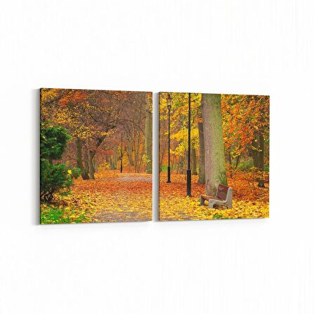 Olla 13598K2Y Doğa / Manzara Görseli Kare 2'li Yatay Kanvas Tablo (Ölçü: 125X60)