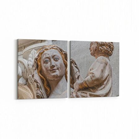 Olla 16253K2Y Heykel / Sanat Görseli Kare 2'li Yatay Kanvas Tablo (Ölçü: 125X60)