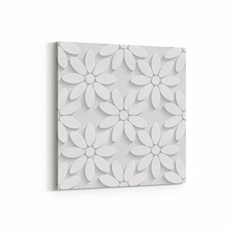 Olla 10450K Beyaz Kabartma Görseli Kare Kanvas Tablo (Ölçü: 25X25)