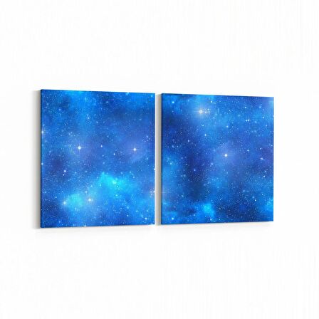 Olla 14651K2Y Gece Gökyüzü Görseli Kare 2'li Yatay Kanvas Tablo (Ölçü: 65X30)