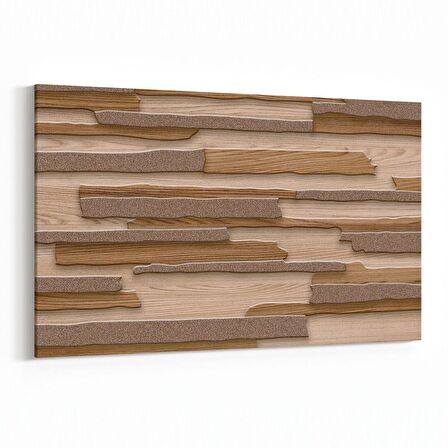 Olla 11972Y Ahşap Desen Görseli Yatay Kanvas Tablo (Ölçü: 120X80)