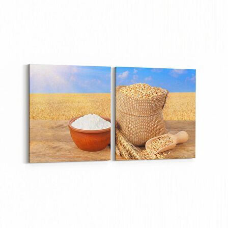 Olla 15236K2Y Gıda Görseli Kare 2'li Yatay Kanvas Tablo (Ölçü: 145X70)