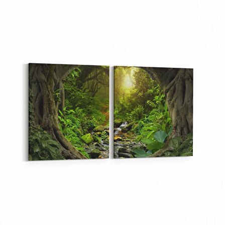 Olla 14132K2Y Doğa / Manzara Görseli Kare 2'li Yatay Kanvas Tablo (Ölçü: 125X60)