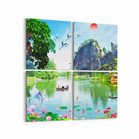 Olla 13602K4 Doğa / Manzara Görseli Kare 4'lü Kanvas Tablo (Ölçü: 125X125)