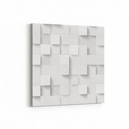 Olla 10461K Beyaz Kabartma Görseli Kare Kanvas Tablo (Ölçü: 25X25)
