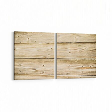 Olla 12010K2Y Ahşap Desen Görseli Kare 2'li Yatay Kanvas Tablo (Ölçü: 105X50)