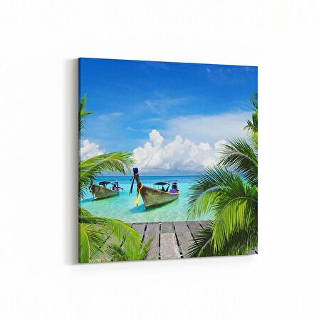 Olla 16369K Kumsal / Sahil Görseli Kare Kanvas Tablo (Ölçü: 30X30)