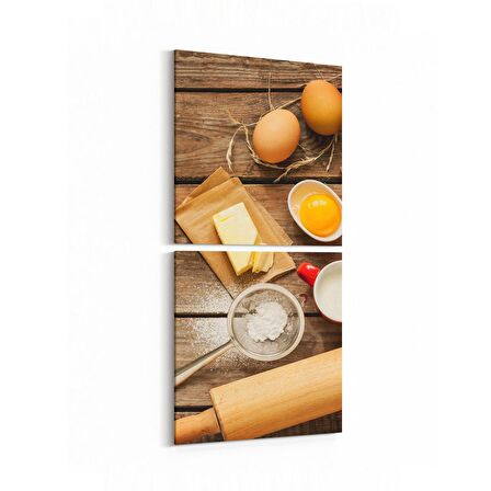 Olla 15118K2D Gıda Görseli 2'li Dikey Kanvas Tablo (Ölçü: 30X65)