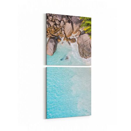 Olla 16503K2D Kumsal / Sahil Görseli Kare 2'li Dikey Kanvas Tablo (Ölçü: 30X65)