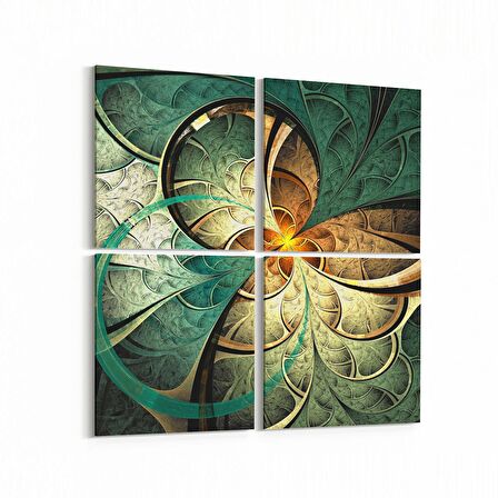 Olla 10111K4 Abstract Görsel Kare 4'lü Kanvas Tablo (Ölçü: 65X65)