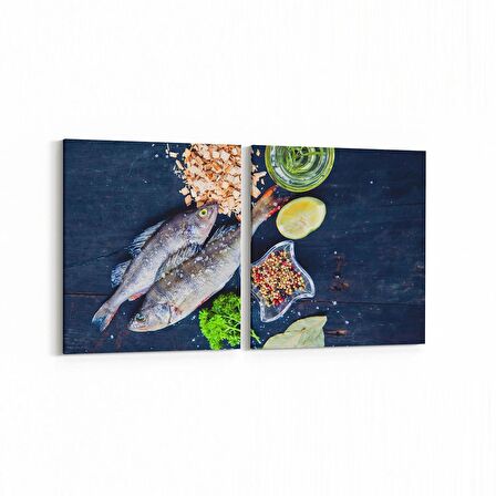 Olla 14987K2Y Gıda Görseli Kare 2'li Yatay Kanvas Tablo (Ölçü: 85X40)