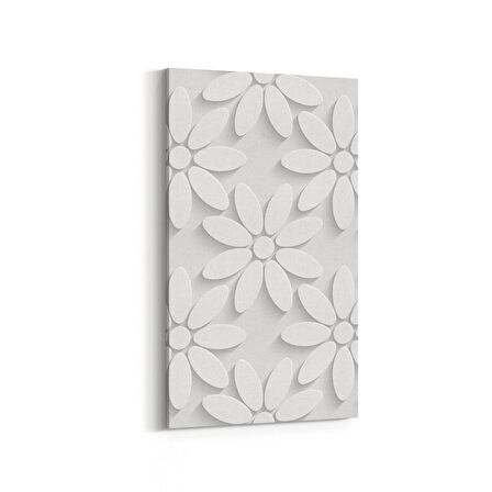 Olla 10450DD Beyaz Kabartma Görseli Dikey Dar Kanvas Tablo (Ölçü: 30X60)