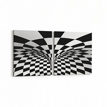 Olla 10231K2Y Abstract Girdap Görsel Kare 2'li Yatay Kanvas Tablo (Ölçü: 85X40)